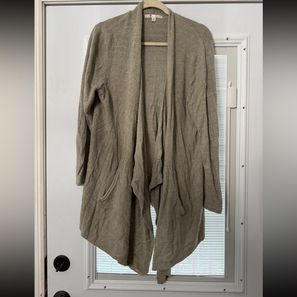 Seven7 Women's Taupe‎ Open Front Cardigan size Large
